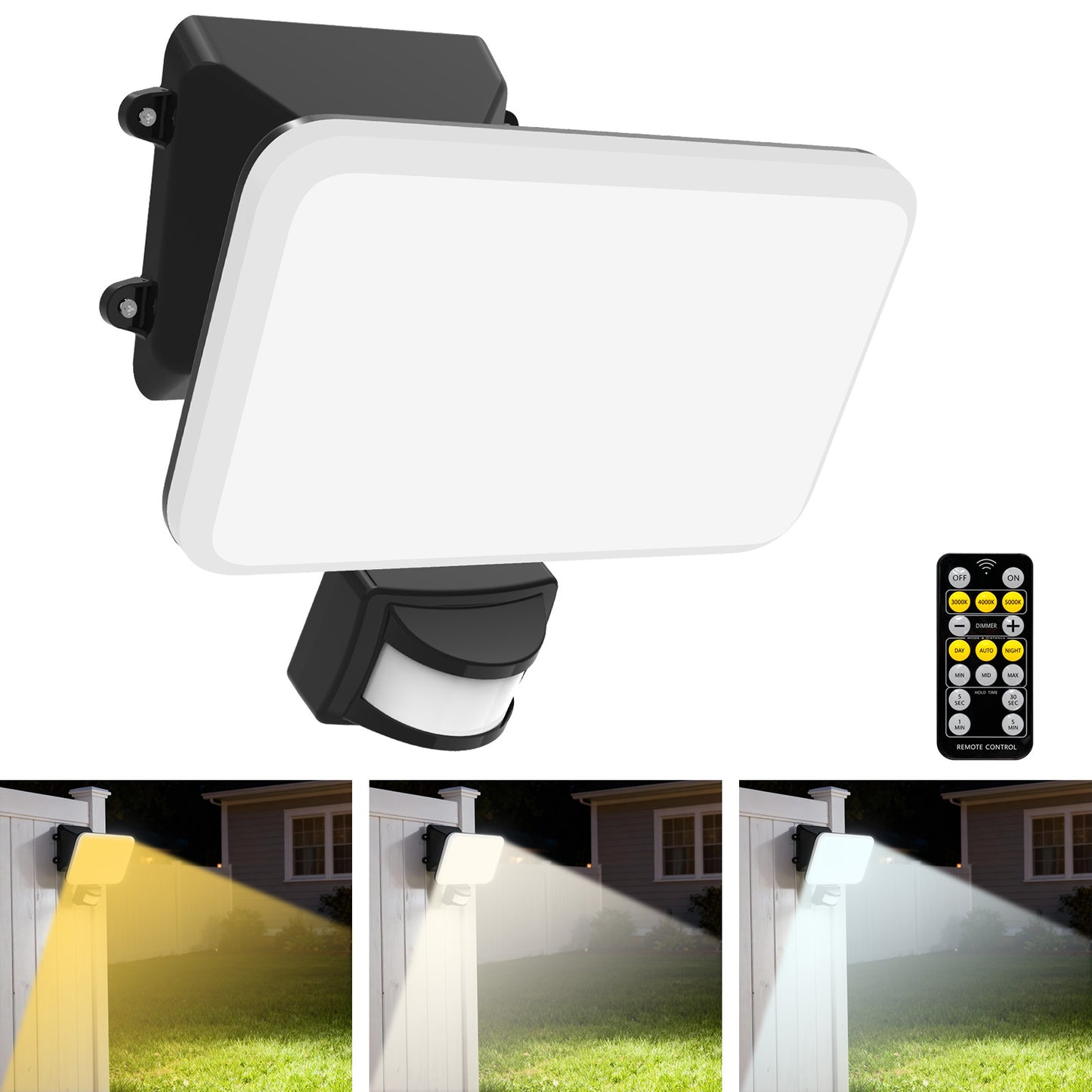 HYKENTE AC030 Remote Control Motion Sensor LED Flood Light