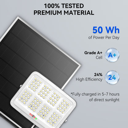 HYKENTE XQ096 Solar Outdoor IP66 Curved Surface Dimmable Flood Light with Remote Control