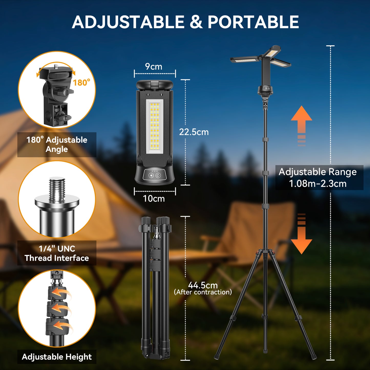 HYKENTE CY010 Remote Control  Rechargeable Camping Light with Tripod Stand
