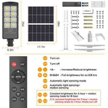 HYKENTE BD008 780LED 36000mAH SMD 2835 Aluminum Solar Street Lamp Black