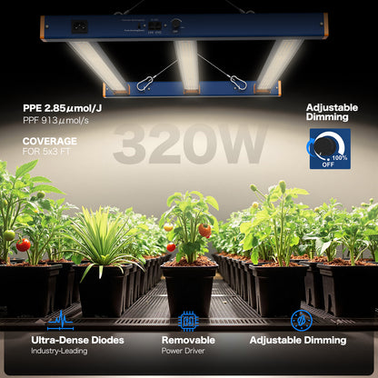 HYKENTE LC303 320W 3x3FT 4 Bars 1260pcs LED Plant Grow Light