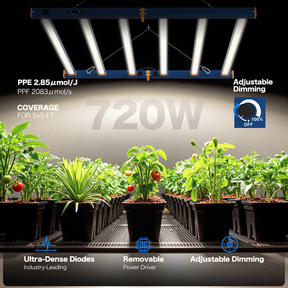 HYKENTE LC505 720W 5x5FT 6 Bars 2370pcs LED Plant Grow Light