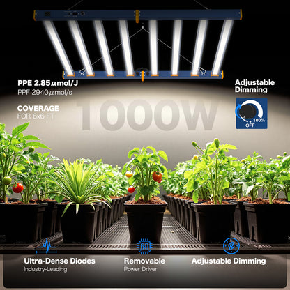 HYKENTE LC606 1000W 6x6FT 8 Bars 3160pcs LED Plant Grow Light