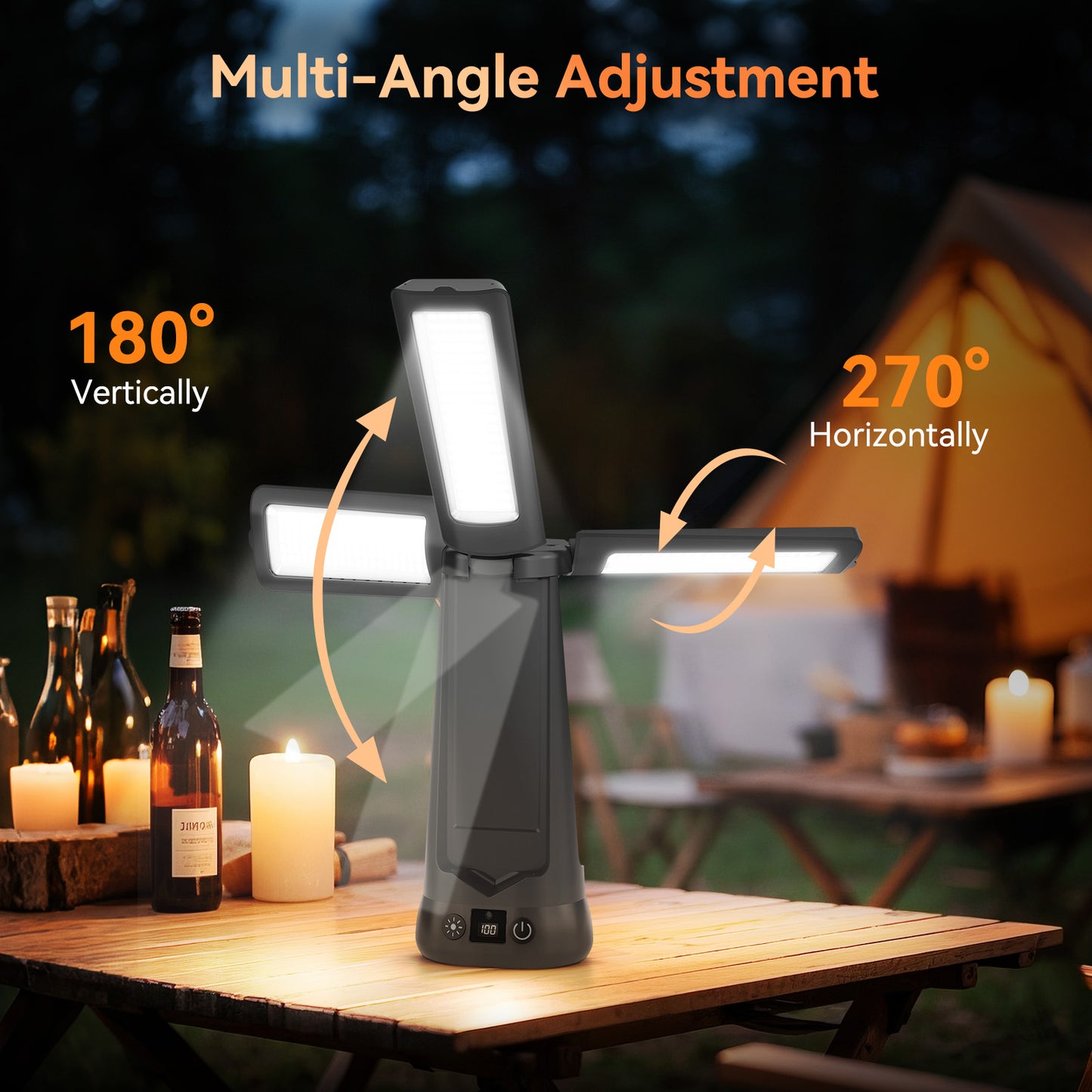 HYKENTE CY300 Magnetic Super Bright LED Rechargeable Camping Lamp with Tripod Stand Multi-functional Lighting Modes Black